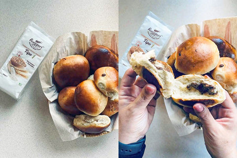 La pausa genuina: Panini al latte con gocce di cioccolato e Farina Tipo 1 Ruggeri