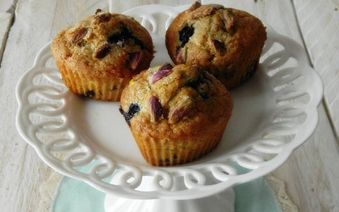 Muffins mirtilli, arancia e pistacchi | Arifa Farina Bio